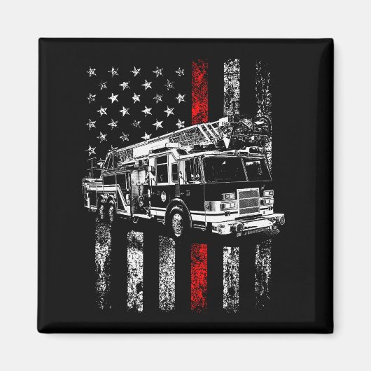 Fireman American Flag Thin Red Line Firefighter Magneet (Voorkant)