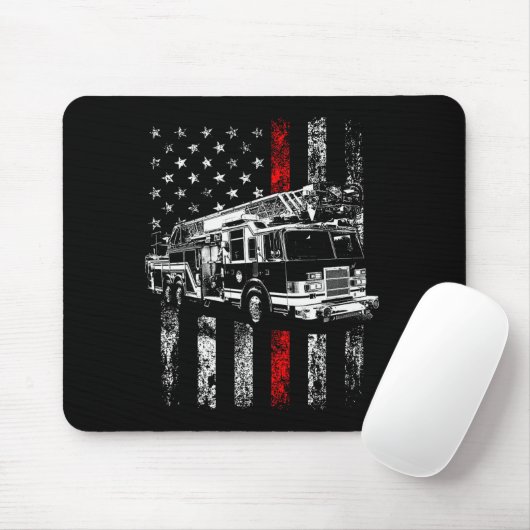 Fireman American Flag Thin Red Line Firefighter  Muismat (Met muis)