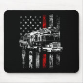 Fireman American Flag Thin Red Line Firefighter  Muismat (Voorkant)