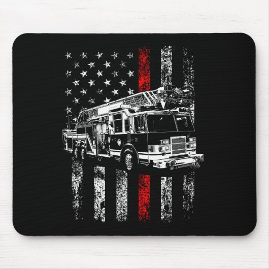 Fireman American Flag Thin Red Line Firefighter  Muismat (Voorkant)