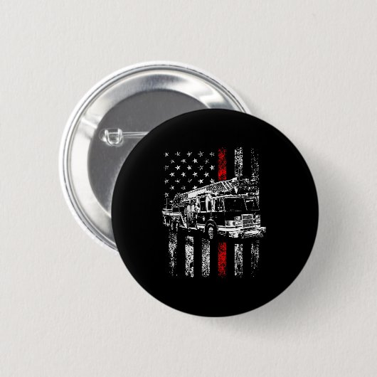 Fireman American Flag Thin Red Line Firefighter Ronde Button 5,7 Cm (Voorkant /achterkant)