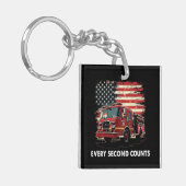Fireman American Flag Thin Red Line Firefighter Sleutelhanger (Voorkant Links)