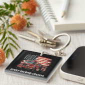 Fireman American Flag Thin Red Line Firefighter Sleutelhanger (Voorkant Rechts)