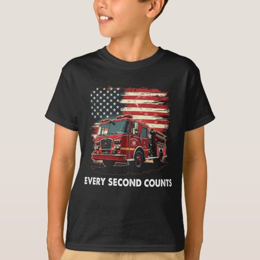 Fireman American Flag Thin Red Line Firefighter T-shirt (Voorkant)