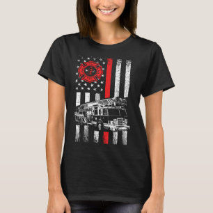 Fireman Amerikaanse vlag Dunne rode lijn Graphics T-shirt