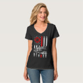 Fireman Amerikaanse vlag Dunne rode lijn Graphics T-shirt (Voorkant volledig)