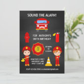 Fireman Birthday Chalkboard voegt fotouitnodiging Kaart (Staand voorkant)
