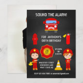 Fireman Birthday Chalkboard voegt fotouitnodiging  Kaart (Voorkant / Achterkant)