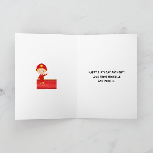 Fireman Birthday Greeting Kaart (Binnen)