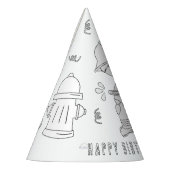 Fireman Birthday Party - Kleur uw eigen Pet Feesthoedjes (Links)