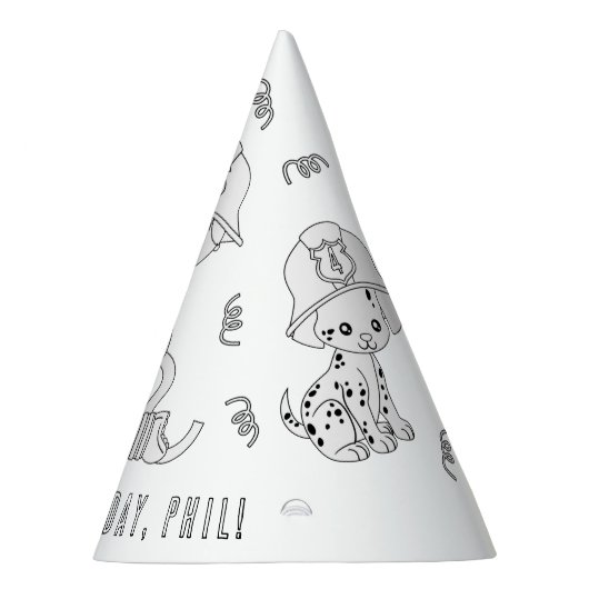 Fireman Birthday Party - Kleur uw eigen Pet Feesthoedjes (Rechts)