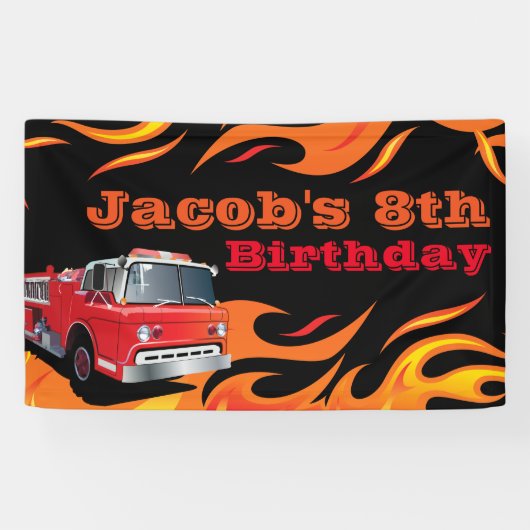 Fireman Birthday Party Spandoek (Horizontaal)
