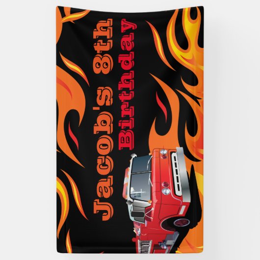 Fireman Birthday Party Spandoek (Verticaal)