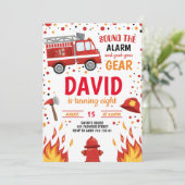 Fireman Boy Birthday Firefighter Invitation Kaart (Staand voorkant)