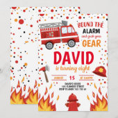 Fireman Boy Birthday Firefighter Invitation Kaart (Voorkant / Achterkant)