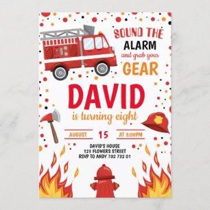 Fireman Boy Birthday Firefighter Invitation Kaart