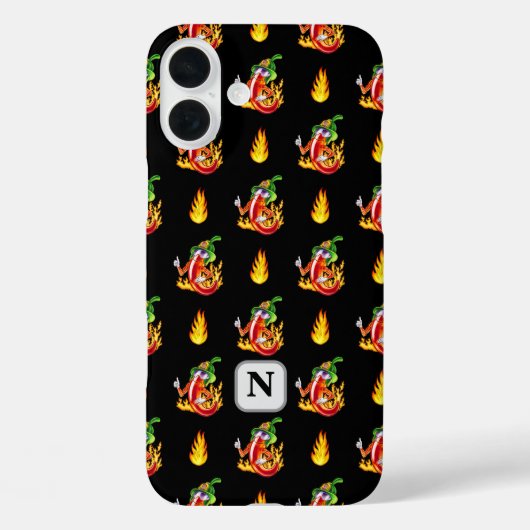 Fireman Chili Black Flame Design Custom Initiaal Case-Mate iPhone Case (Achterkant)