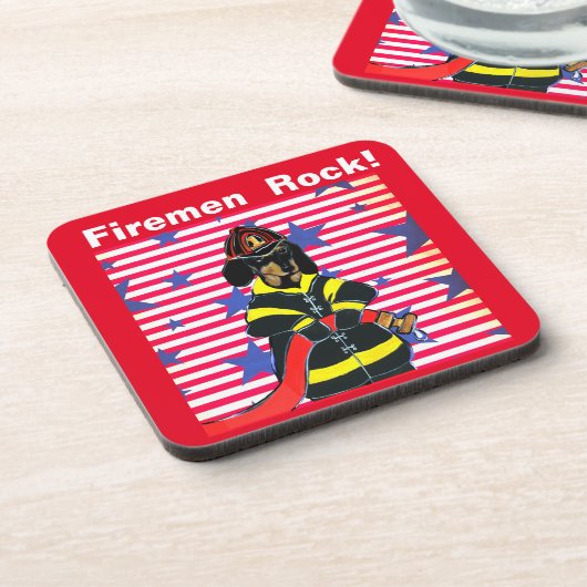FIREMAN DACHSHUND BIER ONDERZETTER (Linkerzijde)