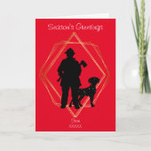 Fireman en Dalmatian Silhouette-kerstkaart Kaart (Voorkant)