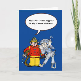 Fireman en Jack Frost-kerstkaart Kaart