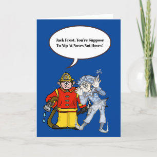 Fireman en Jack Frost-kerstkaart Kaart