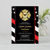 Fireman Fire Department Firefighter Retirement Folie Uitnodiging (Staand Voorkant)