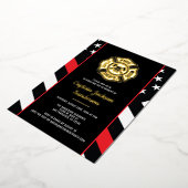 Fireman Fire Department Firefighter Retirement Folie Uitnodiging (Gedraaid)