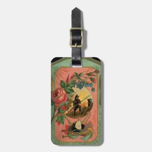 Fireman Firefighter 1880's Art Bagagelabel (Voorkant verticaal)