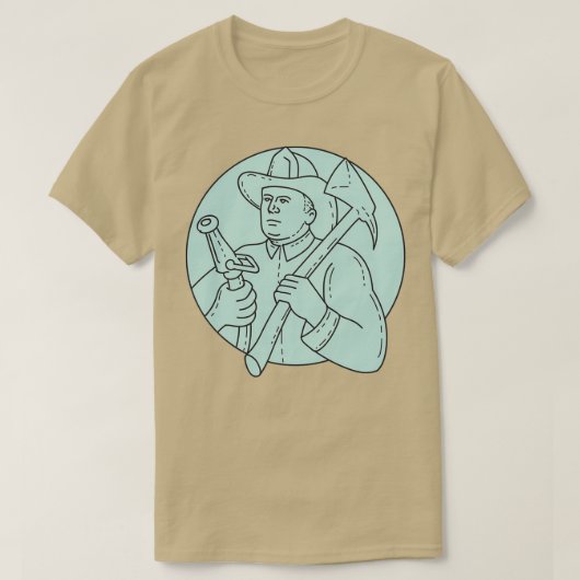 Fireman Firefighter Ax-slang Mono line T-shirt (Design voorkant)