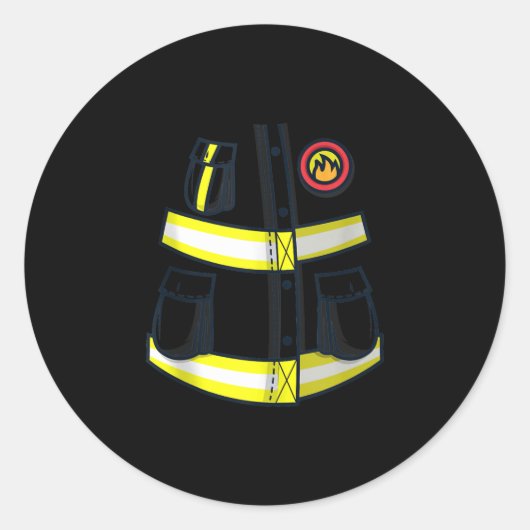 Fireman Firefighter Costume Halloween Ronde Sticker (Voorkant)