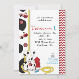Fireman First Birthday Invitation Kaart