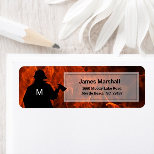 Fireman Flame Background Return Address Label (Insitu)