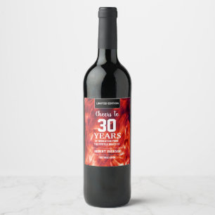 Fireman Flame Cheers to Year Wine Label Wijn Etiket