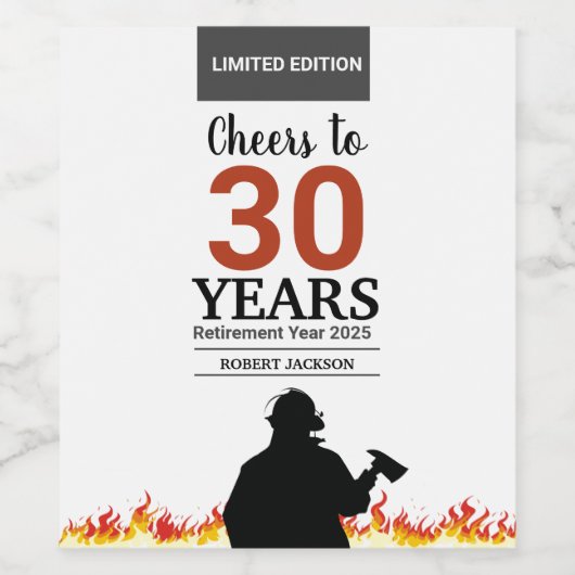 Fireman Flame Cheers tot Jaar Wijn Etiket (Enkel label)