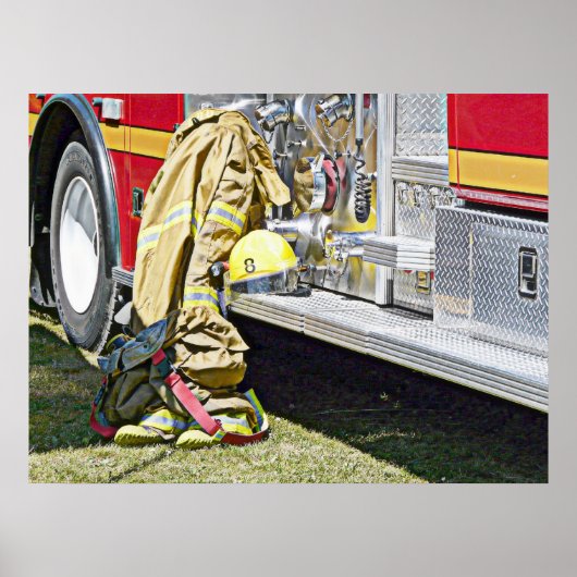 Fireman Gear en Truck Poster (Voorkant)