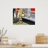 Fireman Gear en Truck Poster (Keuken)
