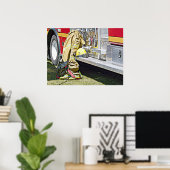 Fireman Gear en Truck Poster (Thuiskantoor)
