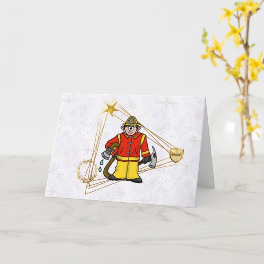 Fireman Golden Triangle-kerstkaart Kaart (Gele Bloem)