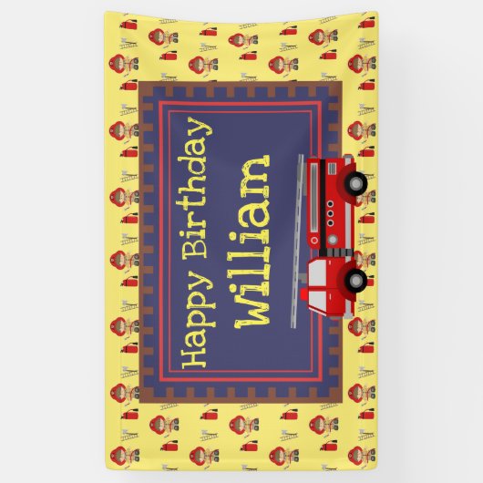Fireman Happy Birthday Spandoek (Verticaal)