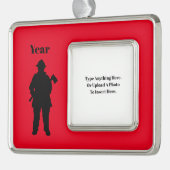 Fireman-kerstversiering Verzilverd Omlijst Ornament (Links)