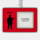 Fireman-kerstversiering Verzilverd Omlijst Ornament (Voorkant)