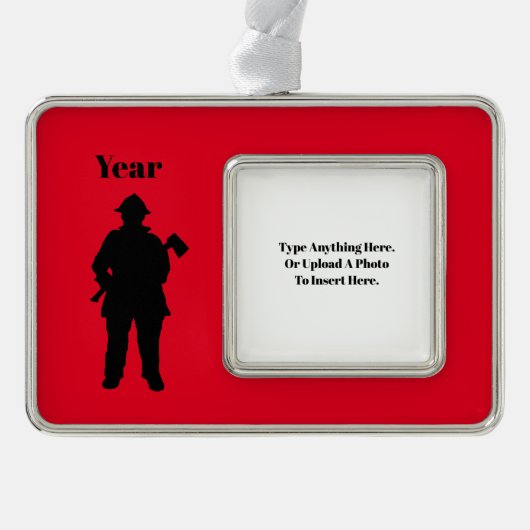 Fireman-kerstversiering Verzilverd Omlijst Ornament (Voorkant)