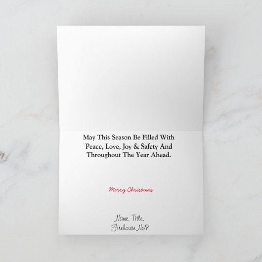 Fireman Kneeling-kerstkaart Kaart (Binnen)