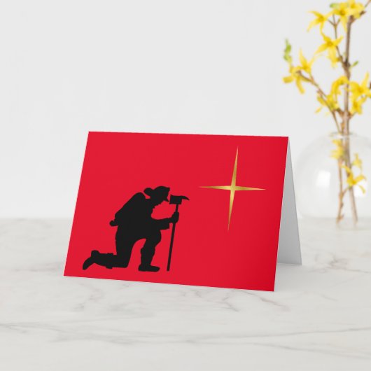 Fireman Kneeling-kerstkaart Kaart (Gele Bloem)