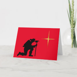 Fireman Kneeling-kerstkaart Kaart