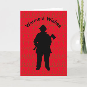 Fireman met Ax Silhouette-kerstkaart         Kaart