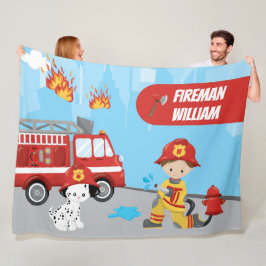 Fireman met voornaam, de Cartoon van Little Boy Fleece Deken