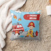 Fireman met voornaam, de Cartoon van Little Boy Kussen (Deken)