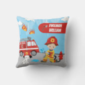 Fireman met voornaam, de Cartoon van Little Boy Kussen (Achterkant)