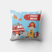 Fireman met voornaam, de Cartoon van Little Boy Kussen (Voorkant)